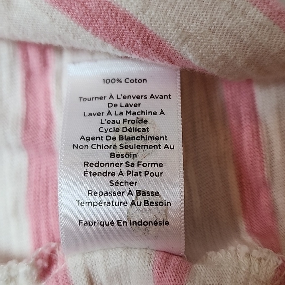 Talbots Large Pink and White Striped 100% Cotton Top Square Neck 3/4 Sleeve - Picture 5 of 10
